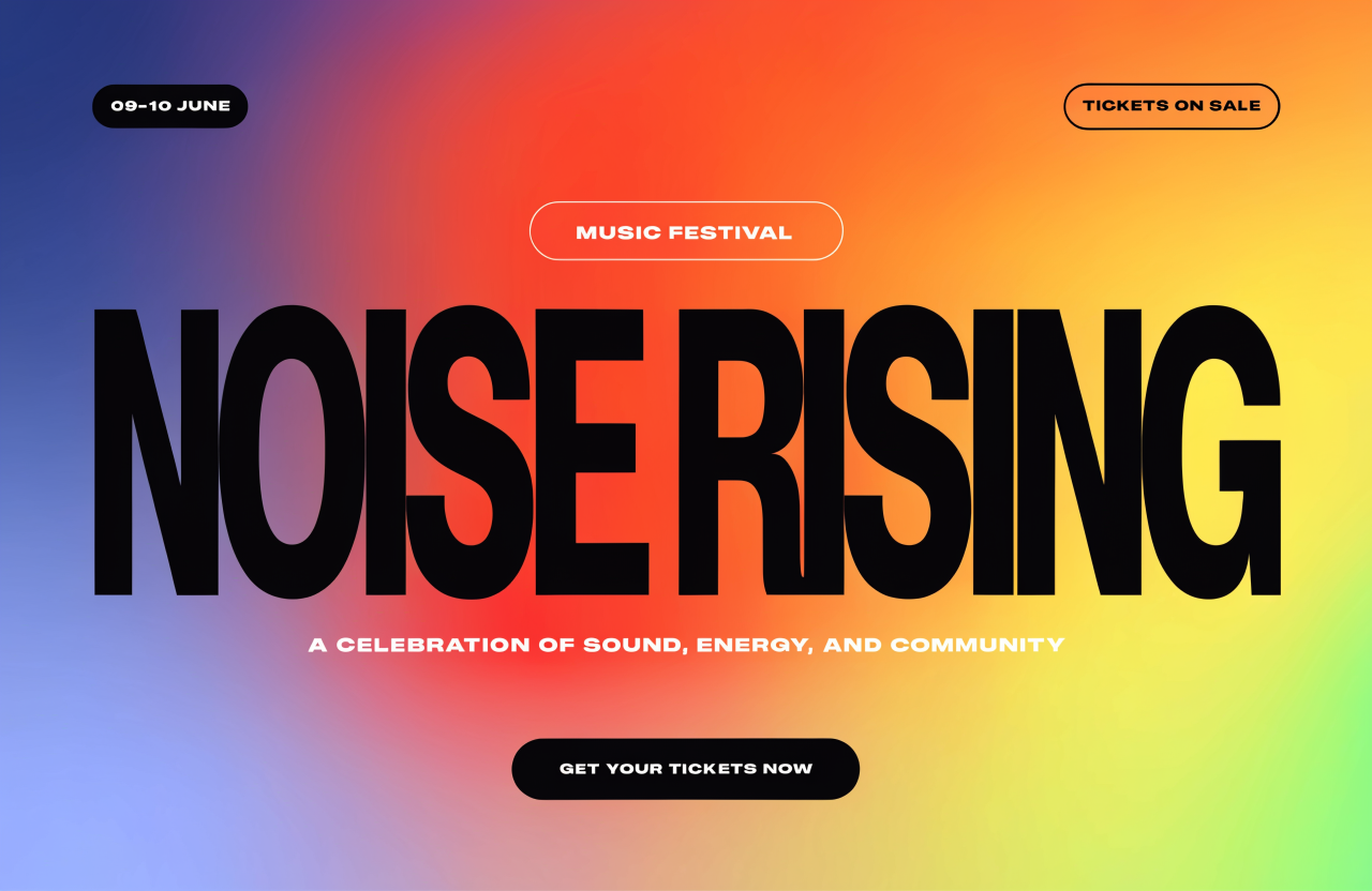 Concept music festival poster with bold type on a vivid gradient