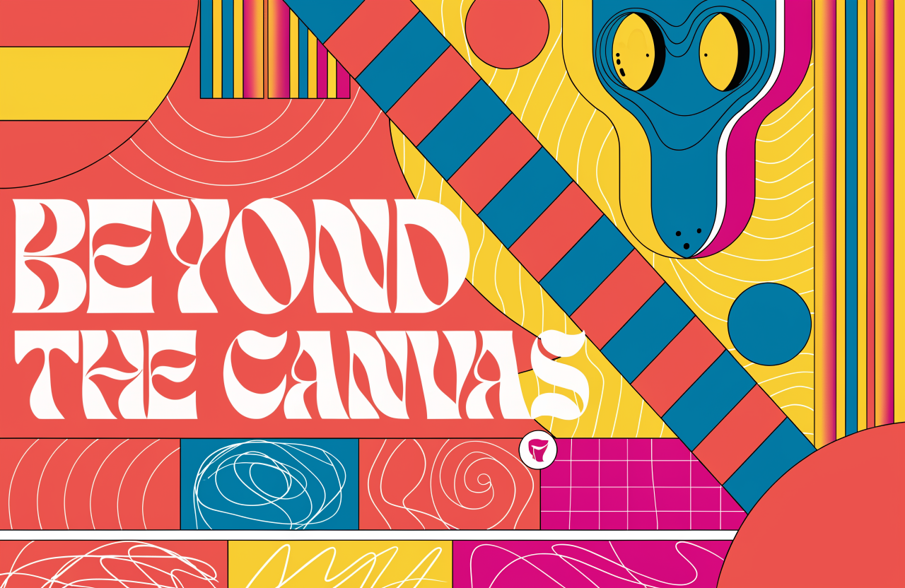 Concept maximalist art exhibition poster in bold colour blocks