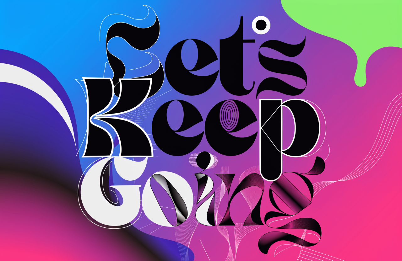 Concept expressive typographic poster on an electric gradient