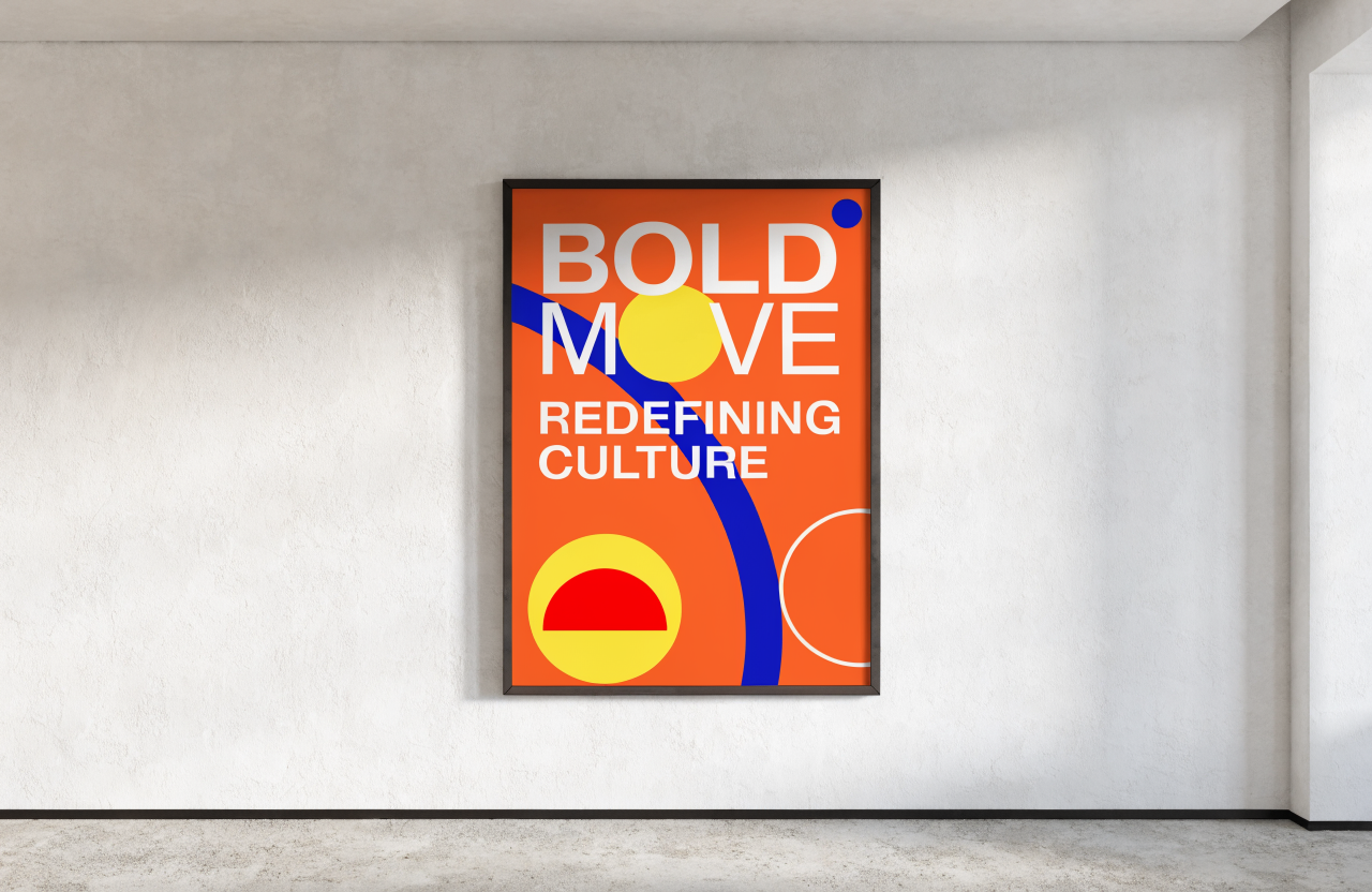 Concept typographic art poster framed on a gallery wall
