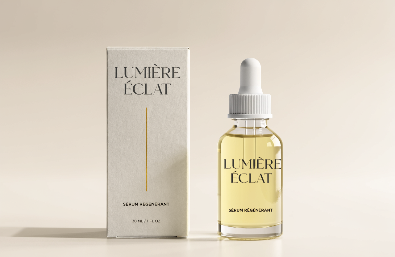 Concept skincare serum carton and dropper bottle
