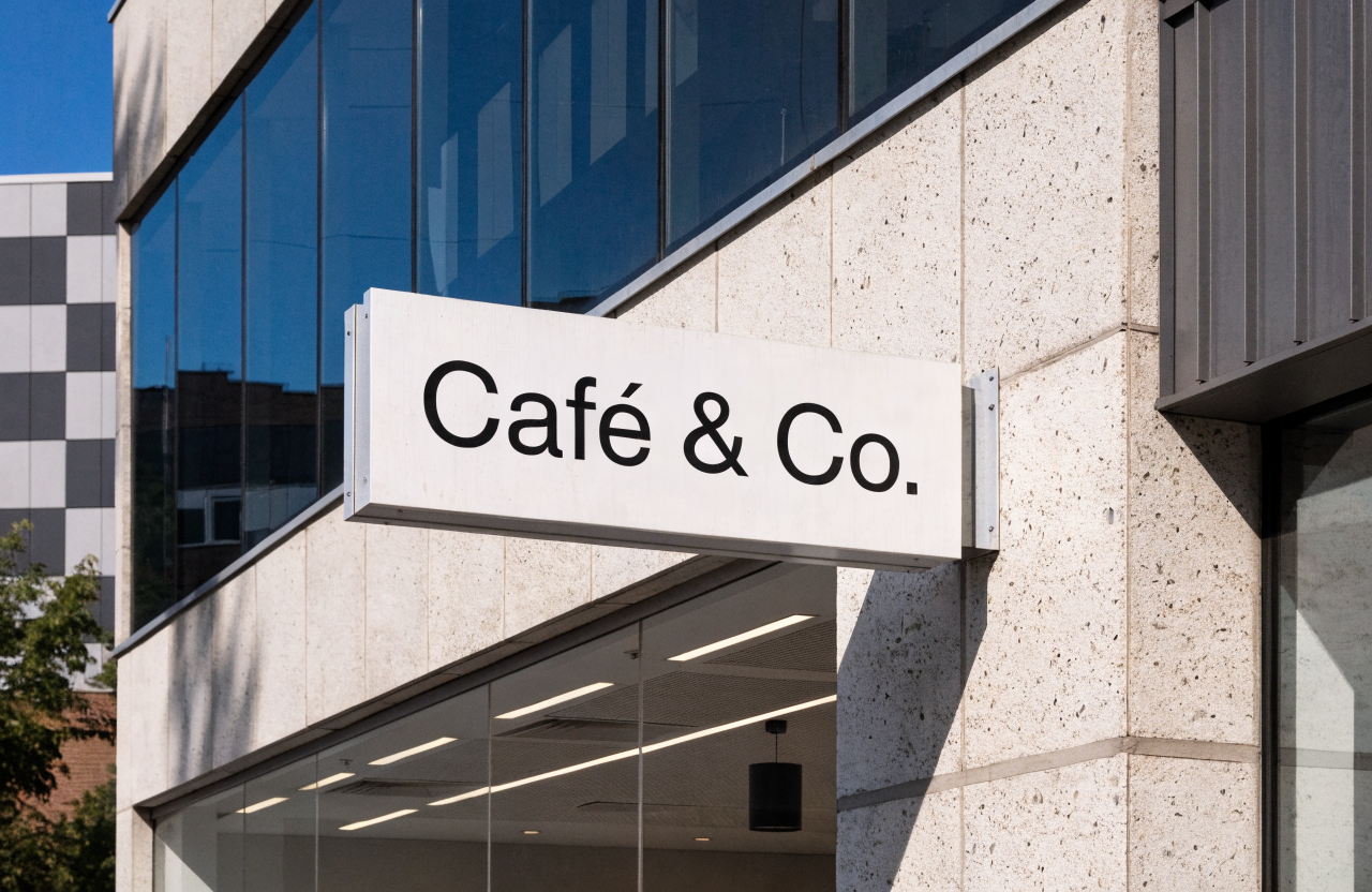 Concept café storefront signage