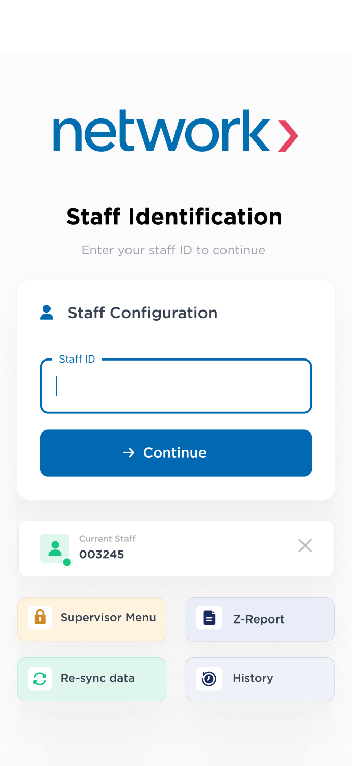 Staff Identification with supervisor menu