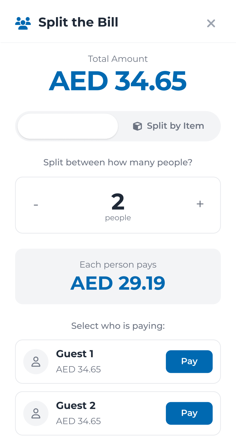 Split the bill between two guests