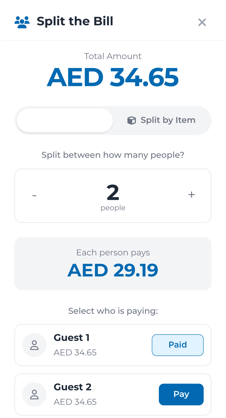Split the bill with first guest paid