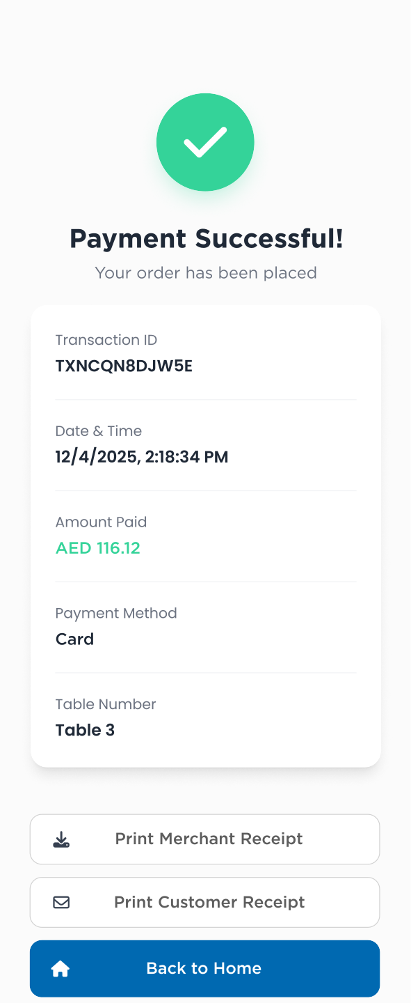 Payment successful confirmation