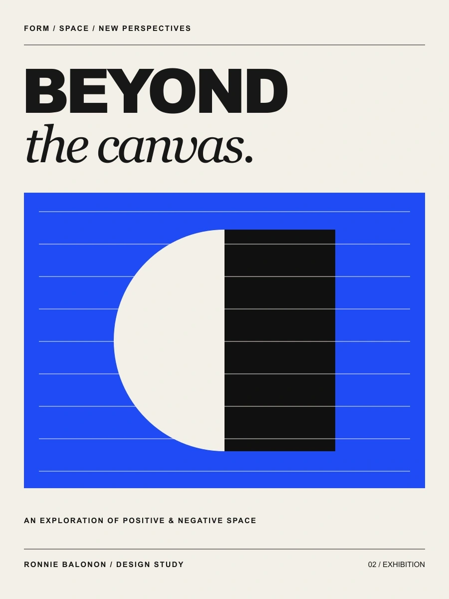 Beyond the Canvas - An exhibition concept exploring negative space, optical geometry and editorial type.