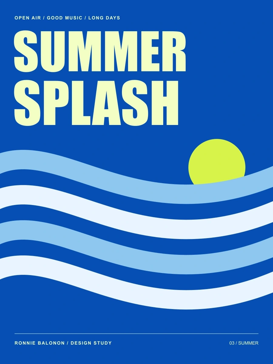 Summer Splash - A summer campaign direction using expansive type, a citrus accent and flowing wave forms.