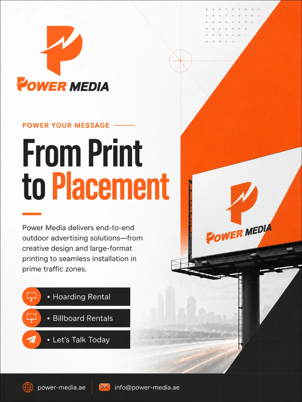 Power Media advertising post — From Print to Placement