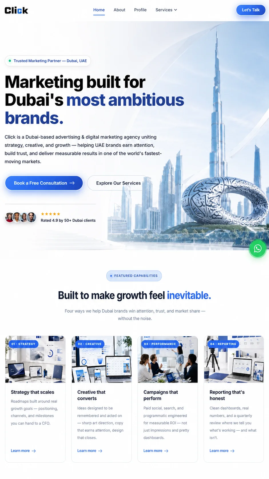 Click Media Dubai agency website design