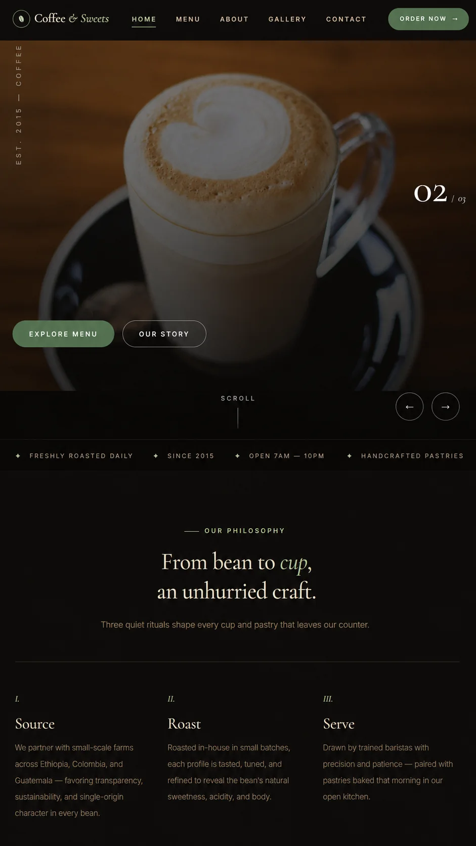 Coffee and Sweets café website design