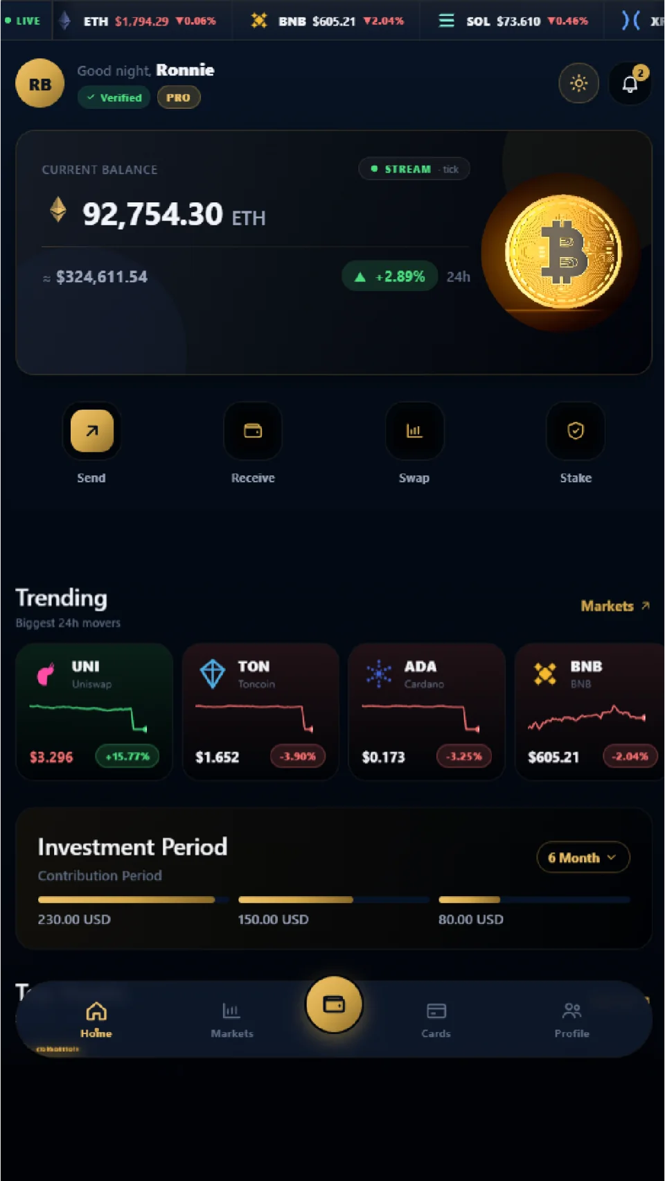 Crypto platform landing page design