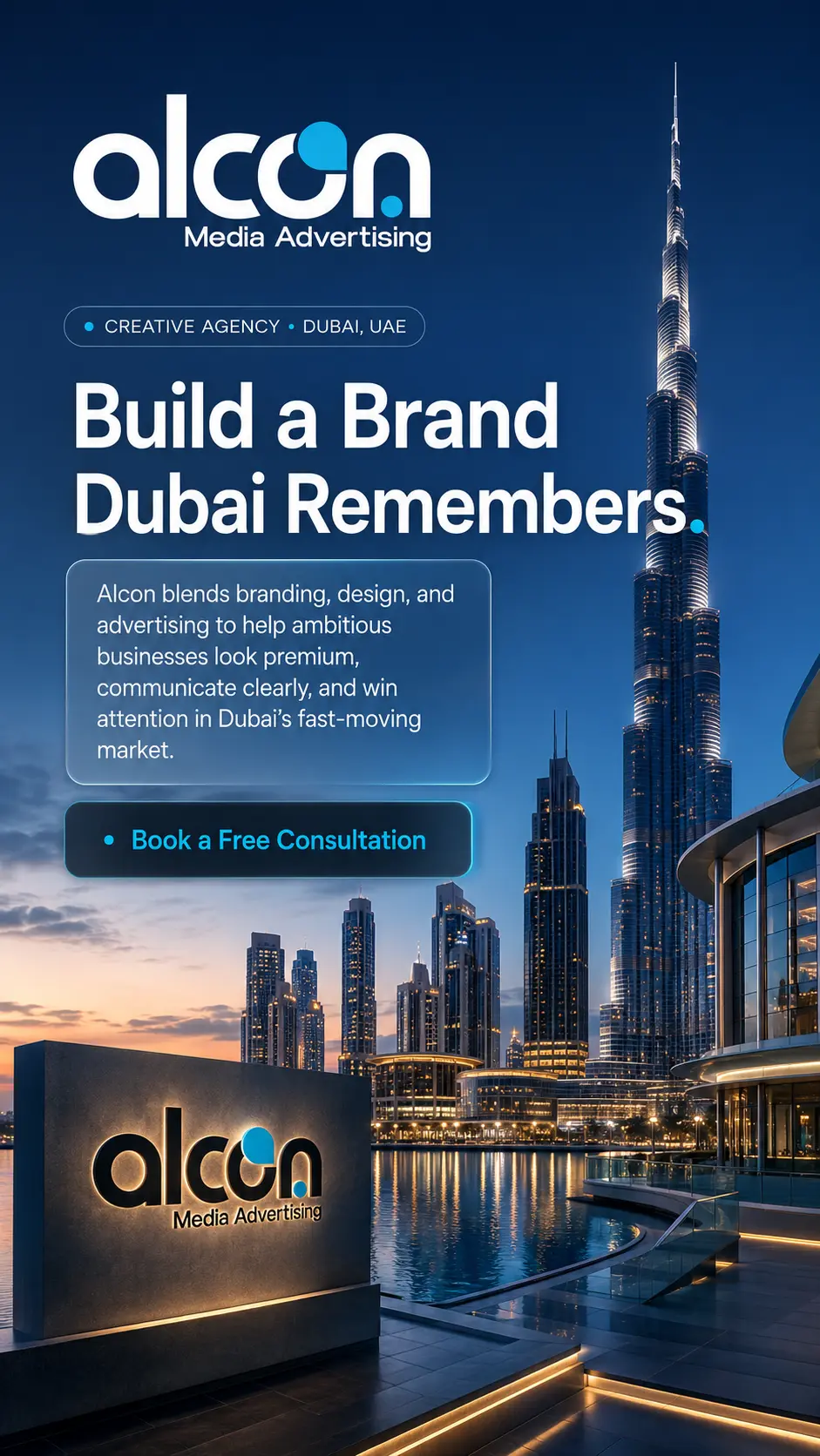 Alcon Media Advertising social post — Build a Brand Dubai Remembers