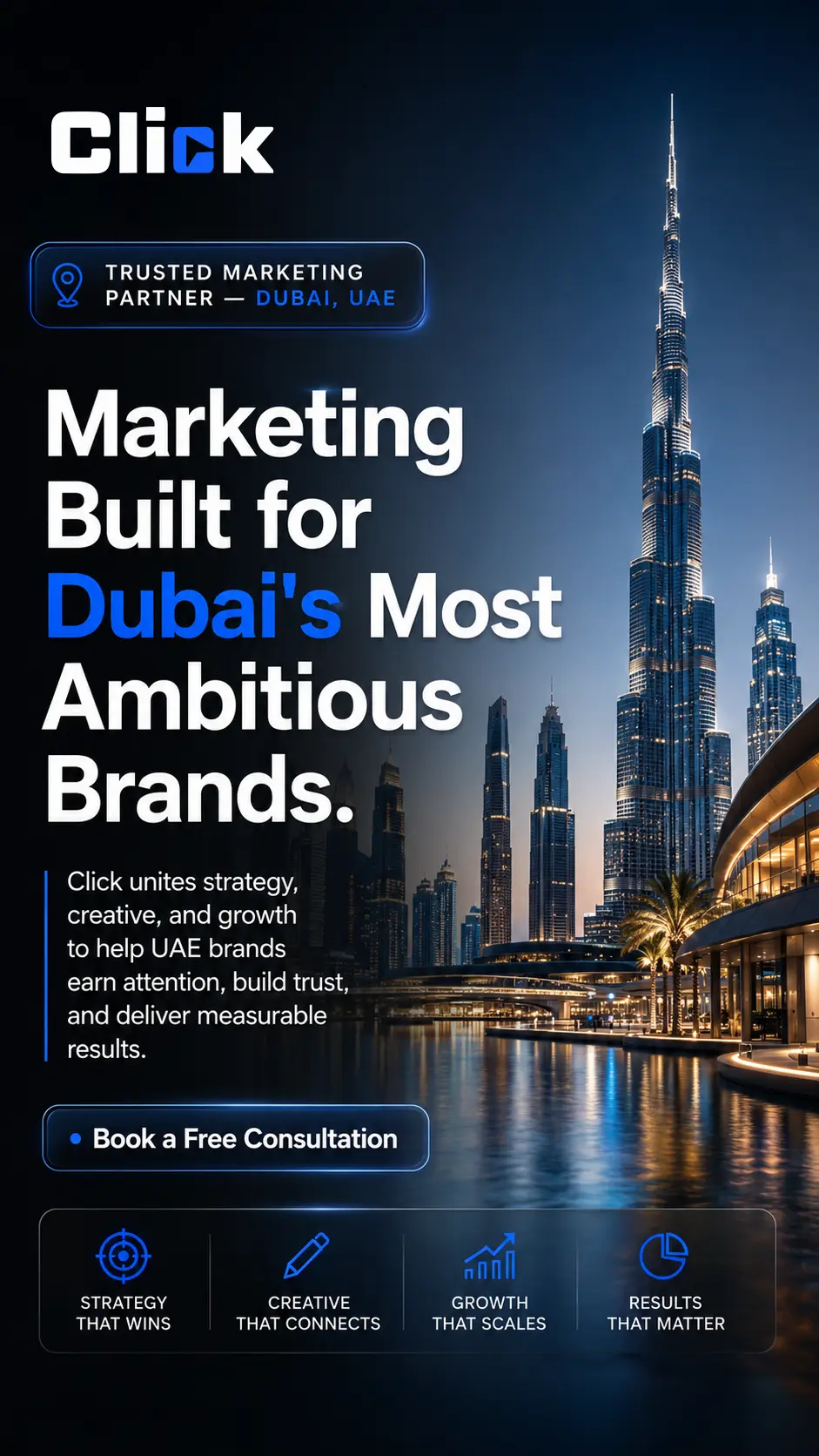 Click marketing social post — Marketing Built for Dubai's Most Ambitious Brands