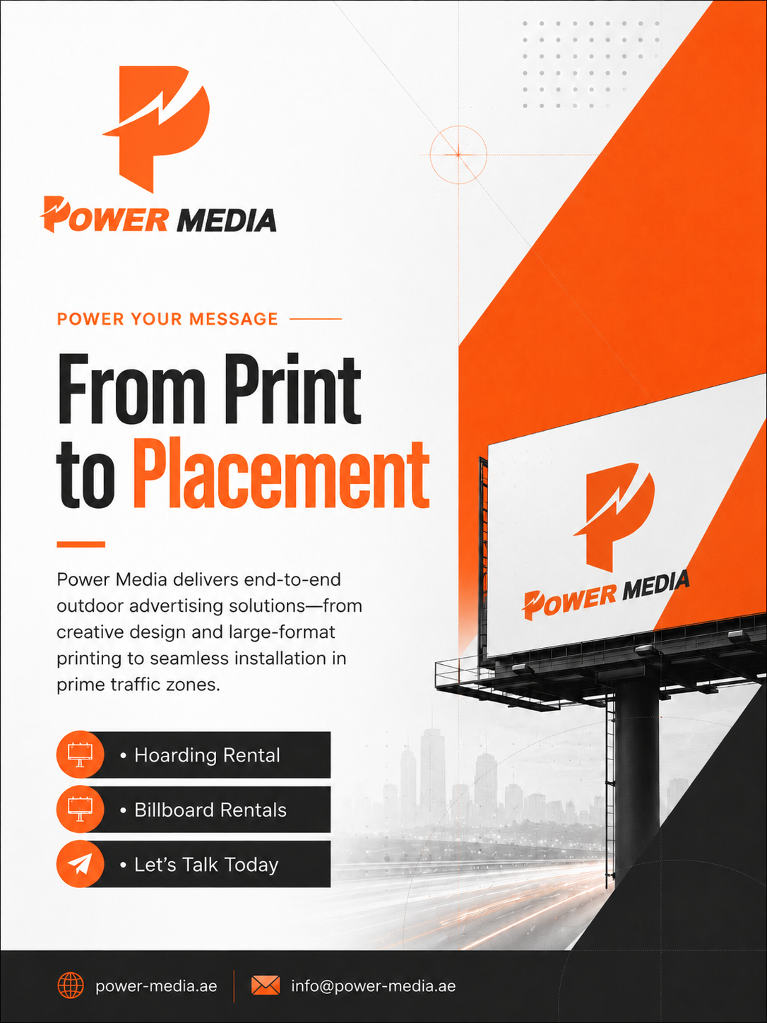 Power Media advertising post — From Print to Placement