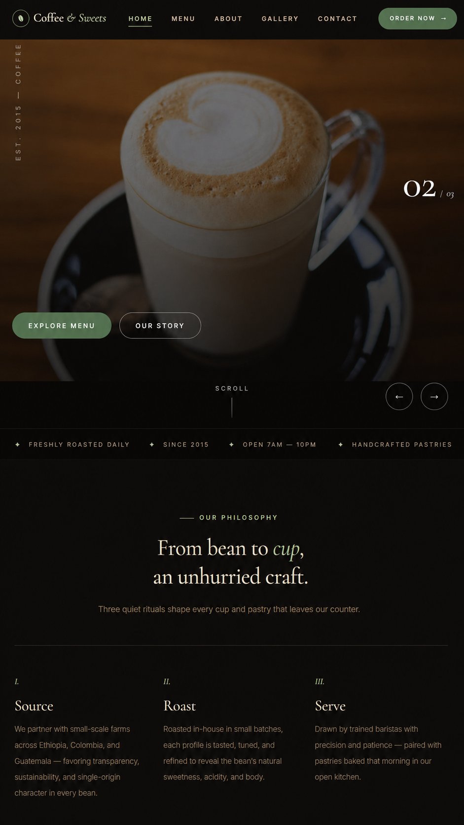 Coffee and Sweets café website design
