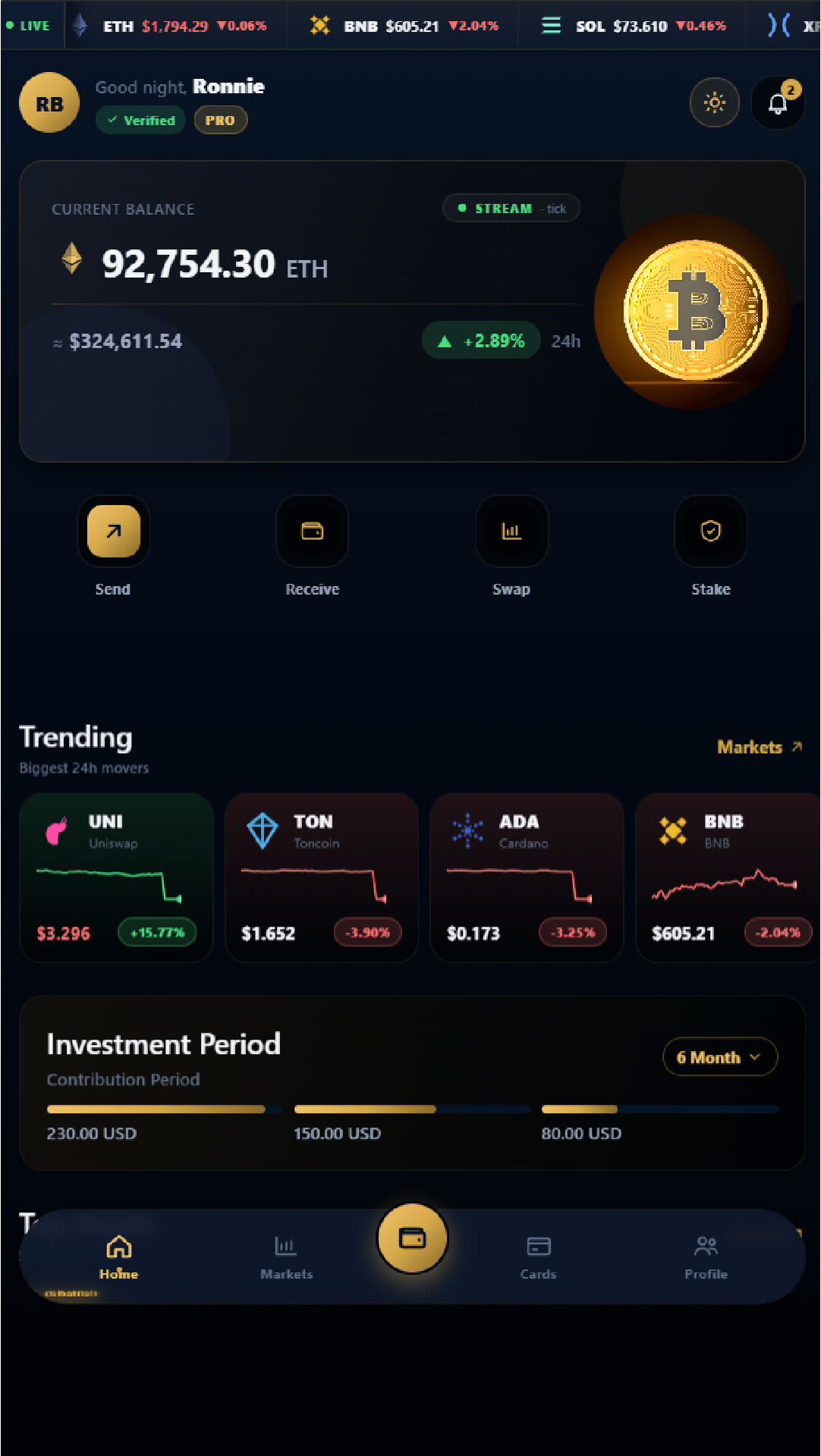 Crypto platform landing page design