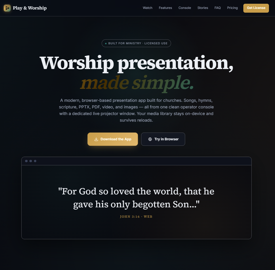 Play and Worship platform